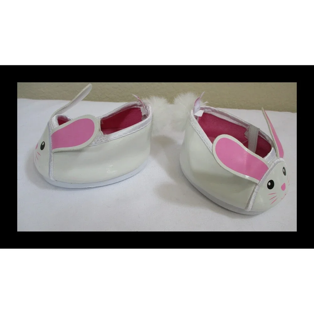 Build A Bear Workshop White Vinyl Bunny Rabbit Slip On Shoes